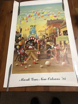 Vintage 1984 Mardi Gras New Orleans Art Poster Mihailo 24 X 36 • $30