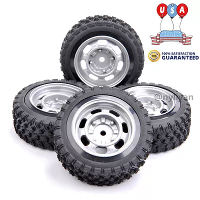 $16.06 • Buy Rubber 4PCS Rally Tires&Wheels 12mm Hex For HSP HPI RC 1:10 On Road Racing Car 