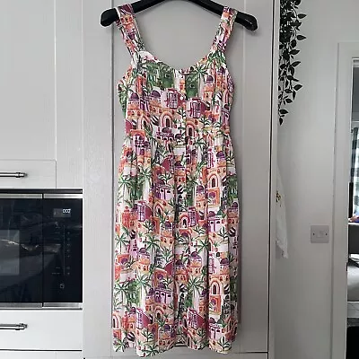 TU Kasbah Sun Dress UK 10 Knee Length Moroccan Print Lined Strappy BNWT • £15