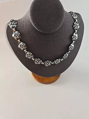 Vintage Art Deco 1930's Sterling Silver Flower 15  Choker Necklace Pat # 236854 • $69.99