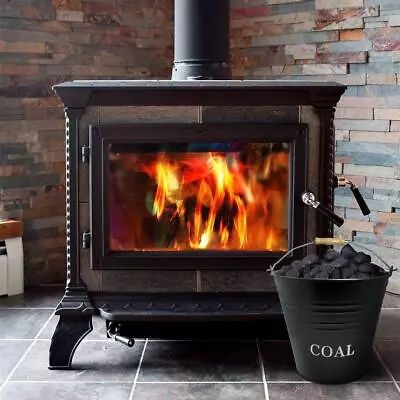 12L Metal Coal Bucket Fireside Storage Coal Bin Skuttle Fire Log Shovel Dustpan • £9.79