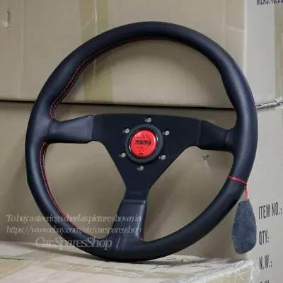 MOMO MonteCarlo 350mm 14' Genuine Leather Thickened Spoke Steering Wheel-Red • $93.06