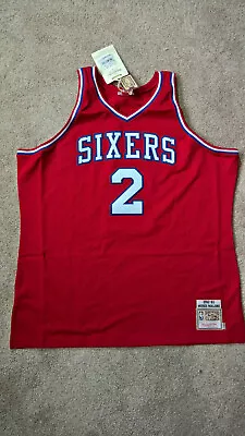 M&N Authentic Moses Malone Philadelphia 76ers Red 1982-83 Jersey Size: 2XL • $260