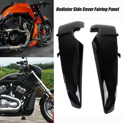 $90.98 • Buy Gloss Black L&R Radiator Side Covers Shrouds For Harley V Rod VRSCAW VRSCX VRSC