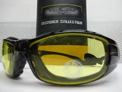 New Motorcycle Driving Shooting Day Night Riding Yellow Lens Padded Sun Glasses • $19.99