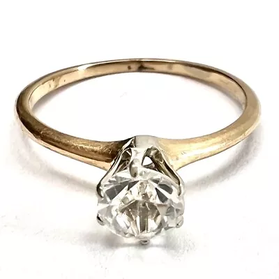 Vintage 14K Solid Yellow & White Gold .45 Carat White Aquamarine Ring Size 5.25 • $183