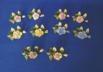 Set Of 10 Vintage Porcelain Floral Place Card Holders Germany • $24.99