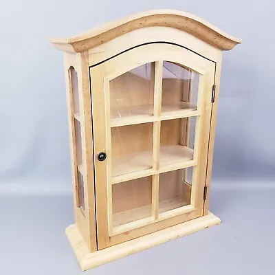 Vintage Maple Wood Curio Wall Hanging Display Cabinet 3 Shelves 20.5 Tx15”Wx6”D • $78.99