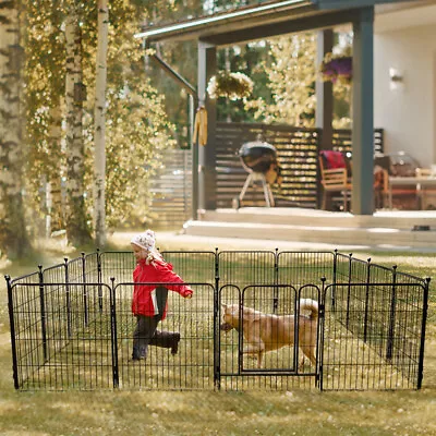 32'' Height 16 Panels Large Dog Playpen Metal Pet Fence For RV Camping Yard US • $125.99
