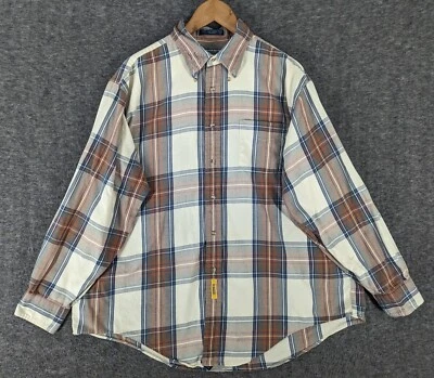 $16.95 • Buy BD Baggies Shirt Mens XLarge Beige Brown Blue Plaid Button Up Long Sleeve Casual