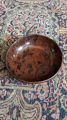 Antique Early Country Stoneware Brown Tan Slip PA Redware Crock Plate Bowl 6.25  • $135