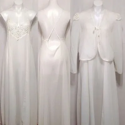 Vintage Petra Fashions Sexy Bridal Nightgown /Cover Up Kimono Top Peignor Set XL • £87.58