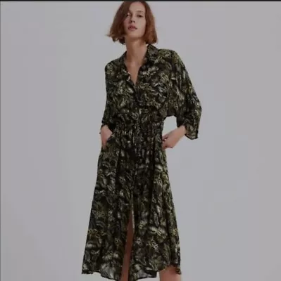 ZARA Tropical Print Shirt Dress Size M • $55