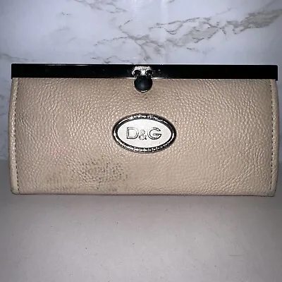 Dolce & Gabbana Vintage Wallet Clutch Beige 7.5x4” Buckle Leather RARE • £43.79