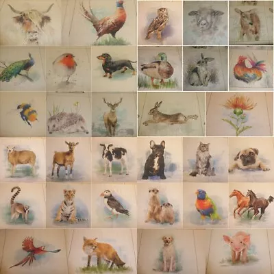CUSHION PANELS Linen Look Cotton Fabric In 44 COUNTRY & EXOTIC ANIMAL DESIGNS • £5.89