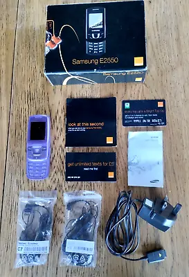 Samsung E2550 PURPLE Retro Slider Orange Mobile Phone Working Boxed 2 X Headsets • £29.24
