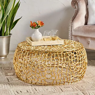 Aaleyah Modern Aluminum Mesh Coffee Table Gold • $242.71