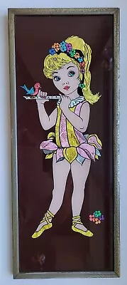 Vintage Ballerina With Flute Reverse Painted Foil Picture Framed • $22.99