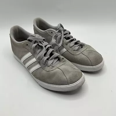 Adidas Courtset Suede Shoes Womens Sz 5.5 Grey White Stripes  • $26