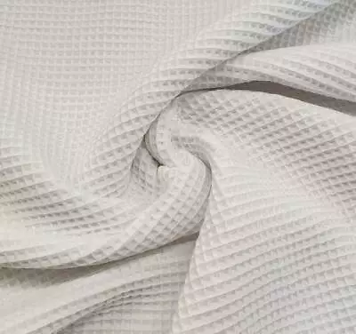 WHITE COTTON WAFFLE FABRIC * 100% Cotton * 150cm Wide • £1.15