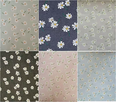 Floral Polycotton Daisy Material Sewing Craft Dress Fabric Polka Dot Daisies • £3.99