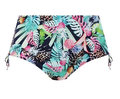 Elomi Pina Colada Navy Tropical Adjustable Bikini Swim Brief UK 22 • $21.12