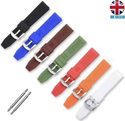 £4.79 • Buy Soft Rubber Silicone Black Brown Orange Red Blue Watch Strap Band 18.20.22.24mm 