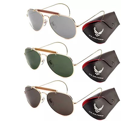 Pilot Sunglasses Vintage Army Military US Air Force Style Brown Green Mirror New • £14.24