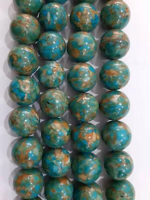 Iolite Turquoise 14MM Plain Round APPR.28 Beads 1STRAND 2 Strands 1 LOT • £13