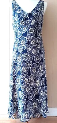 Vintage Clothing Jonathan Martin Dress 12 Navy Cream Floral 90s Fashion Revival • $36