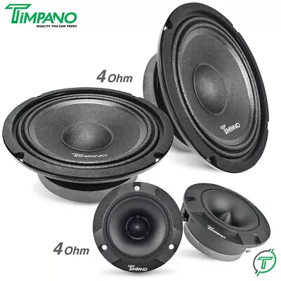 2x Timpano 6.5  Midbass Speakers TPT-MB6-4 SLIM + TPT-ST2 Tweeters 1700W Package • $69.85