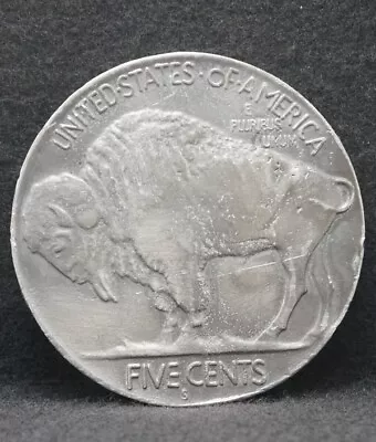 WD11113 SWEET VINTAGE 1970s **U.S.A. BUFFALO NICKEL** COIN ARTWORK BELT BUCKLE • $20