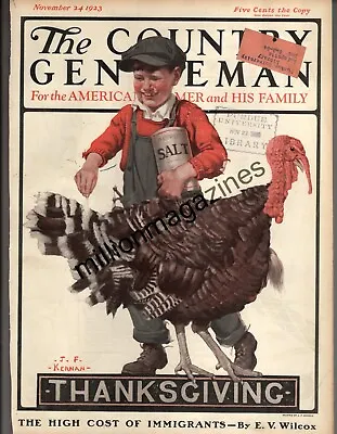 1923 Country Gentleman November  24 - J F Kernan - Thanksgiving; Immigrants • $33.80