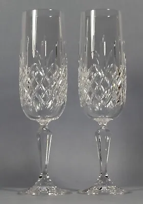 Edinburgh Crystal Kenmore 2 X Champagne Flute Glasses Signed 1st 20.55cm B • £24.99