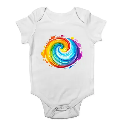 LGBTQ+ Pride Baby Grow Vest Rainbow Swirl Inclusion Bodysuit Boys Girls Gift • £5.99