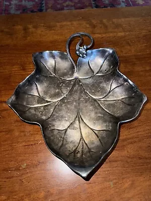 Vintage Silver Plate Grape Leaf Candy Dish 6.5  • $12