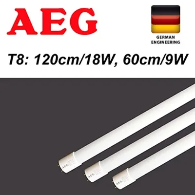 GermanAEG LED T8 Light Tube Fluorescent 9W 18W 24W 60 120 150 Cm COOL FROSTED • $7