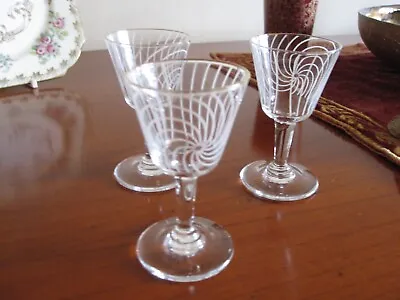 Vintage Chance Glass Atomic Swirl Liquor Shot Glasses By Margaret Casson X 3 • £9.99