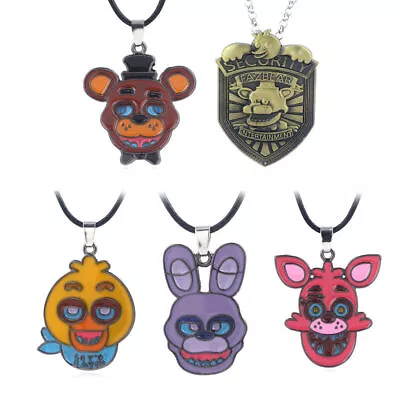 5PCS Game FNAF Freddy Necklace Bonnie Foxy Chica Pendant Brooch Cosplay Gift • £3.59