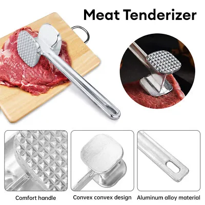 Stainless Steel Meat Mallet Tenderizer Steak Beef Chicken Hammer Kitchen Tool • £6.64