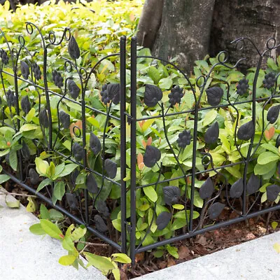 Decorative Metal Garden Fence Panels Edge Fencing Border Rustproof Iron Railings • £57.91