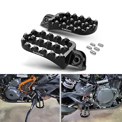 0° Wide Fat Flat Foot Pegs Footrest Black For KTM 390 Adventure 2020-2022 2023 • $89.99