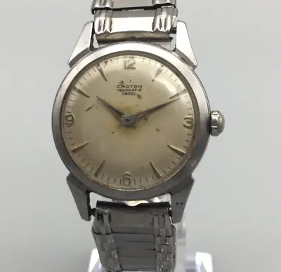 Vintage Croton Aquamatic Watch Men Silver Tone 360EL Adjustable Band Automatic • $79.99