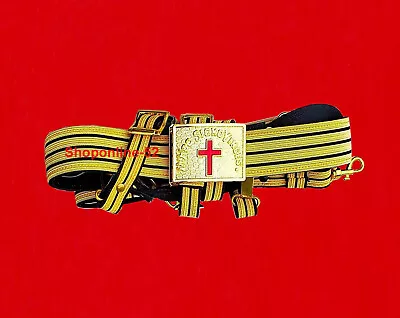 Masonic Knights Templar Ceremonial Sword GOLD Belt & Buckle For Sir Knight • $77