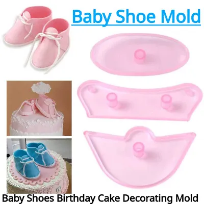 Plastic Fondant Cake Decorating Baby Shoe Mold Embosser Cutter Mould Tool DIY • £3.29