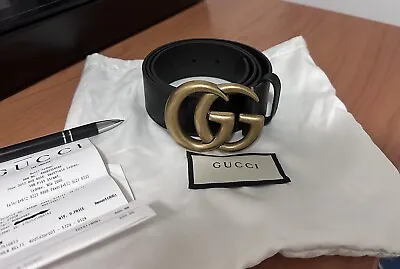 $650 • Buy Gucci Leather Belt With Double G Buckle 
