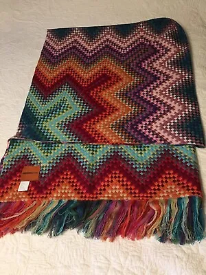 Missoni Home Sandra Knitted Plaid Multi-Coloured Chevron Print Throw 125cm-180cm • $800