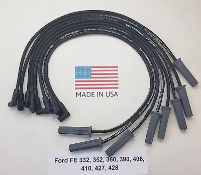 $53.95 • Buy FORD FE 352 390 427 428 BLACK HEI 8.5mm SPIRAL CORE SPARK PLUG WIRES USA MADE!