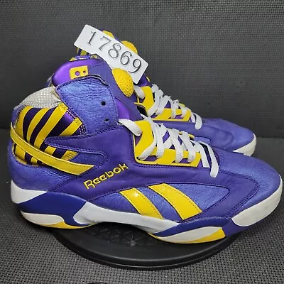 Reebok Shaq Attaq Pump High Top Shoes Mens Sz 13 Purple Yellow Trainers Sneakers • $74.99