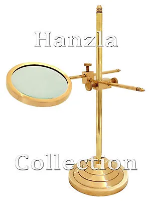 Vintage Brass Desktop Jewellers Magnifying Glass With Adjustable Stand Magnifier • $51.99